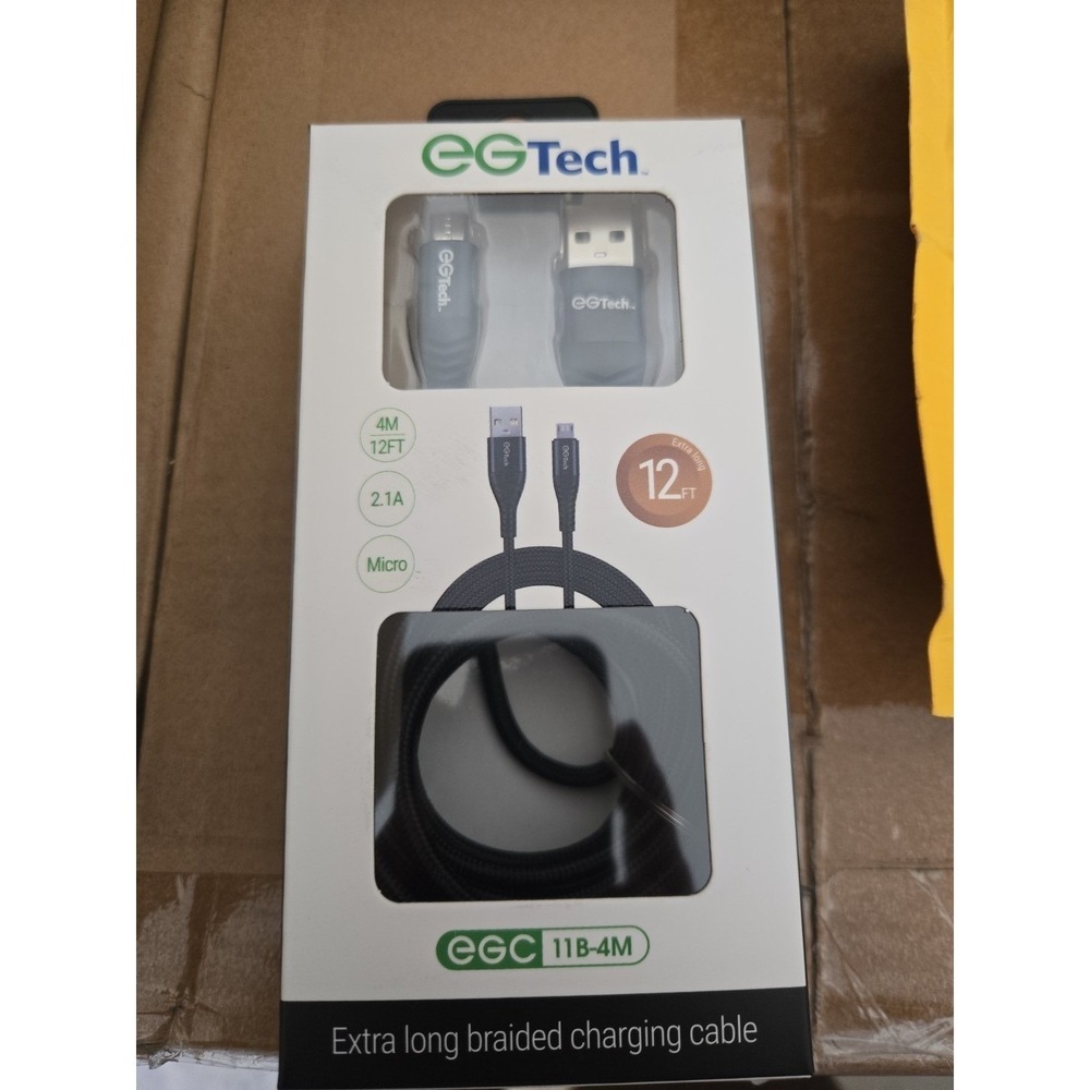 5 pack 12ft Micro USB Power Cable - Braided 2.1A EGTECH